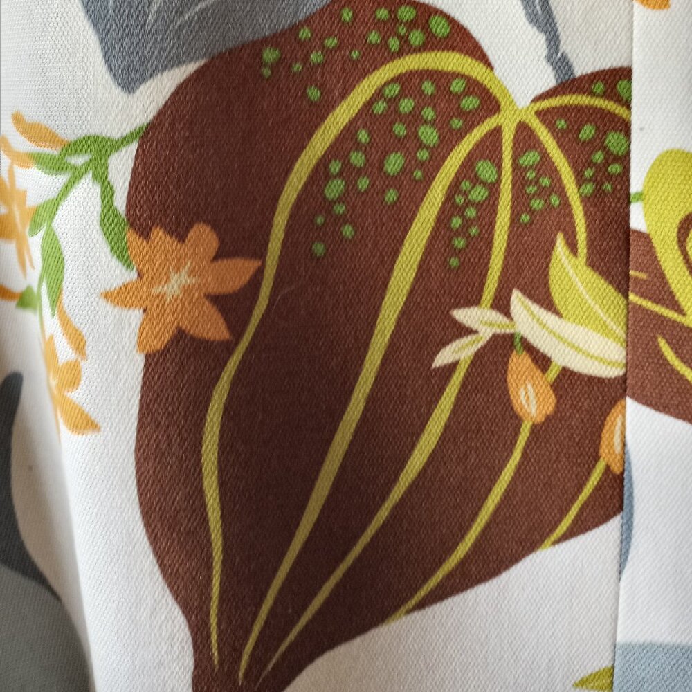 'Kelly & Diane' Collarless Coat Size 16 Botanical Reversible Belt 100%Cotton - Picture 12 of 16